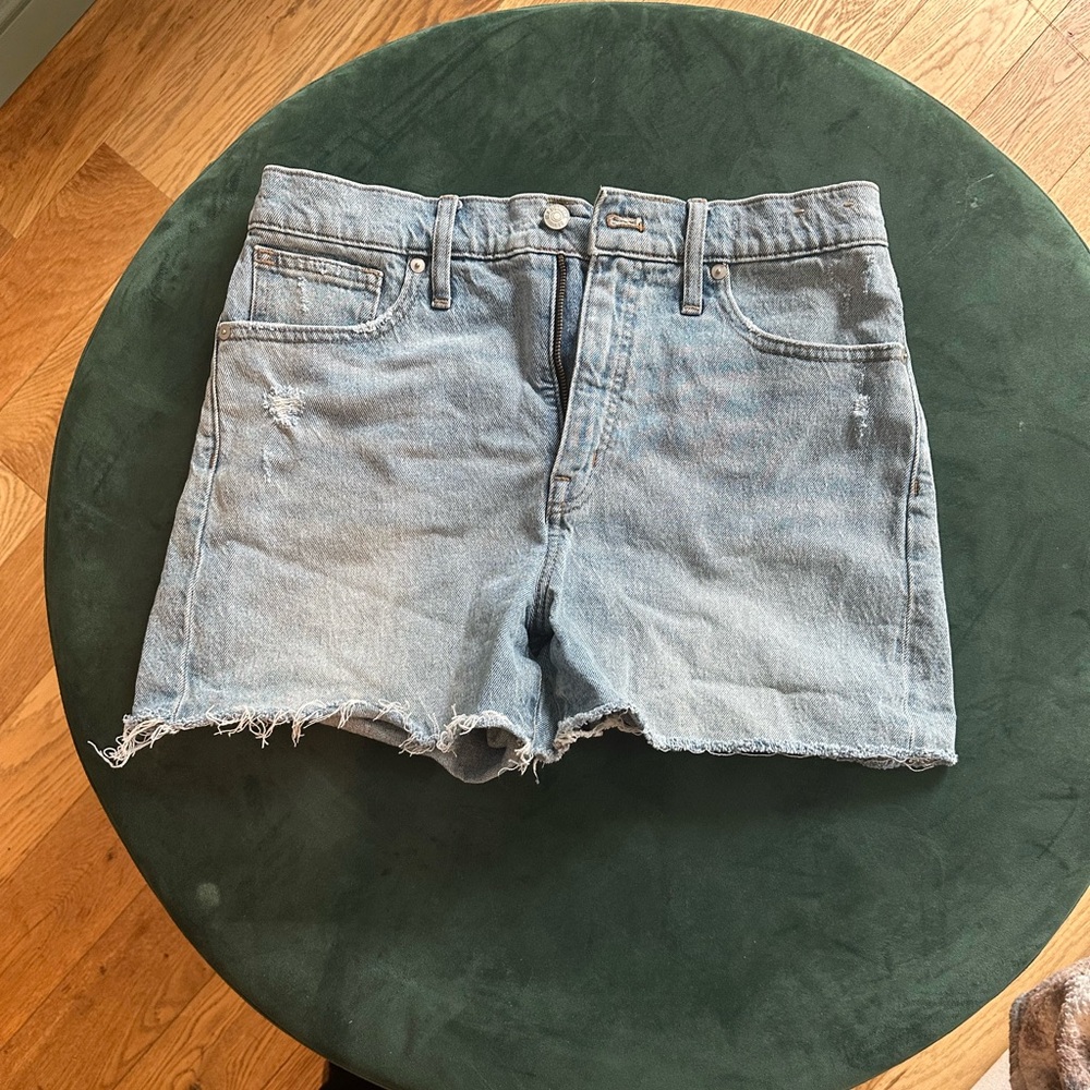 Madewell Light Blue Distressed Denim Cutoff Shorts
